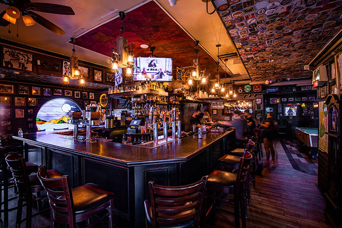 A bar inside the restaurant with drinks